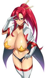 1girls alternate_costume artist_name big_breasts blush breasts busty cameltoe cape choker cleavage eye_contact eyebrows_visible_through_hair female female_only gloves hair_ornament huge_breasts large_breasts long_breasts long_hair looking_at_viewer pasties ponytail red_hair smile sole_gem solegemart solo solo_female space_yoko standing star_pasties tengen_toppa_gurren_lagann thick thick_thighs thighs thong white_gloves white_legwear yellow_eyes yellow_pasties yoko_littner