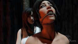 3d 3d_(artwork) ball_gag bondage capture captured damsel_in_distress domination femdom final_fantasy final_fantasy_vii final_fantasy_vii_remake gag gagged kidnapped lara_croft lara_croft_(survivor) restrained rope rope_bondage rope_gag scared theropedude tifa_lockhart tomb_raider