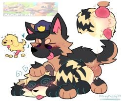 adopt_me_(roblox) animal_genitalia animal_penis balls canid canine canine_genitalia canine_penis canis digital_media_(artwork) domestic_dog erection feral fur gay genitals group male male_penetrating mammal nejajiku_nsfw penetration penis procyonid raccoon roblox sex tail trio