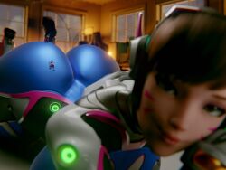 3d 3girls angela_ziegler asian asian_female ass big_ass big_butt blizzard_entertainment blonde-haired_female blonde_female blonde_hair brown_hair brown_hair_female brunette_hair cheek_markings d.va dej_arts extreme_size_difference giantess hana_song huge_ass huge_butt korean korean_female lena_oxton light-skinned_female light_skin looking_at_another looking_at_viewer mercy overwatch overwatch_2 shrunk shrunken_female size_difference tracer video_game_character