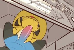 ambiguous_gender ampharos animated anthro anthrofied ass blue_body blue_eyes blue_fur canid canine detailed_background erection fur generation_2_pokemon generation_4_pokemon genitals hi_res male male/ambiguous mammal marux_the_kobold nintendo penis pokemon pokemon_(species) riolu solo_focus suo yellow_body yellow_fur