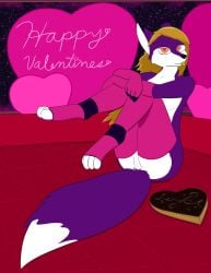 absurd_res android canid canine clothing danielle(falison) falison female fox hi_res holidays leggings legwear machine mammal paws pinup pose presenting robot saphiretail space sporefox1 valentine's_day