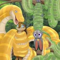 2boys 2d 2d_(artwork) 2girls asphyxiation bunny choke coiling constriction digital_drawing_(artwork) disney fan_character feral feral_on_anthro fizzyfox_(artist) furry hypnosis hypnotic_eyes imminent_death imminent_vore judy_hopps jungle kaa_eyes lagomorph mammal oc open_mouth predicament_bondage rabbit reptile self_upload snake strangled zootopia