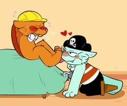 2021 2boys amputated_arm amputated_arms amputated_leg amputee anthro anthro_on_anthro anthro_only bandage bandaged_arm bandages beaver beaver_ears beaver_tail bed blue_fur blush buckteeth closed_eyes clothed clothed_male clothes clothing color colored construction_helmet digital_drawing_(artwork) digital_media_(artwork) duo feet feet_up fur furry furry_male furry_only gay gay_male handy_(htf) happy_tree_friends hat heart helmet helmet_only hi_res high_resolution highres hook hook_hand licking licking_feet licking_foot looking_at_another looking_at_partner male male/male male_only mammal mondo_media mustelid musteline on_knees orange_fur otter otter_tail pawplants pirate pirate_hat prosthetic prosthetic_leg rodent russell_(htf) sea_otter sitting sitting_on_bed striped_clothing tongue tongue_out wooden_leg