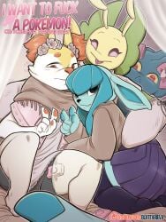 3:4 absurd_res alice_(blattarieva) ambiguous_gender anthro anthrofied blattarieva braixen clothed clothing comic condom cover cover_art cover_page eeveelution english_text female footwear fringe_clothing generation_2_pokemon generation_4_pokemon generation_5_pokemon generation_6_pokemon gesture glaceon group hand_gesture hi_res leavanny legwear looking_at_viewer miko_(blattarieva) misdreavus nintendo pokemon pokemon_(species) sexual_barrier_device socks text tongue tongue_out v_sign