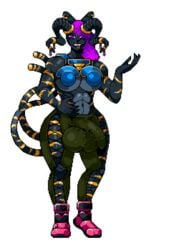 anthro big_balls big_penis clothing furry futa_only futanari horns multiple_tails muscular_female panther pixel_art rohezk tagme tail trials_in_tainted_space