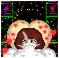 1boy 1girls asriel_dreemurr ass balls big_ass big_balls big_penis blush boss_monster_(undertale) brother_and_sister brown_eyes brown_hair chara chara_(undertale) cum cum_in_mouth cumming cumming_in_mouth fellatio hearts hearts_around_head incest incestuous large_penis penis penis_in_mouth pixel_art saliva saliva_on_penis self_upload undertale undertale_(series) veiny_penis zixy