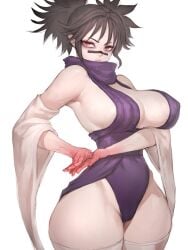 big_breasts blood_on_hand breasts brown_hair busty_female choso_kamo curvy_figure fumio9361 fumio_(rsqkr) hair_buns jujutsu_kaisen marking_below_eyes revealing_clothes rule_63 sideboob_cutout thick_thighs wide_hips