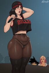1futa 1girls billie_eilish cameltoe curvaceous curvaceous_body curvaceous_female curvaceous_figure curves curvy curvy_body curvy_female curvy_figure curvy_hips female fortnite goku hat microphone pantyhose penny_(fortnite) pussy rocner rocner-verse tagme thong voluptuous