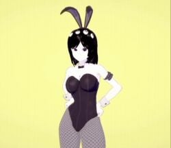 1girls 3d 3d_(artwork) animated black_eyes black_hair boobs bowtie bracelet breasts bunny_ears bunnysuit dottodot faceless faceless_female female fishnet_stockings fishnets hair_clips metal2632023 no_mouth playboy_bunny project_z short_hair simple_background