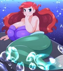 alternate_ass_size alternate_body_type alternate_breast_size ariel bbw blush braffy chubby_female curious disney disney_princess fat female female_only fist_clenched flower_in_hair flowing_hair huge_breasts jpeg mermaid mermaid_tail overweight red_hair slightly_chubby starfish_bra the_little_mermaid the_little_mermaid_(1989_film) underwater voluptuous