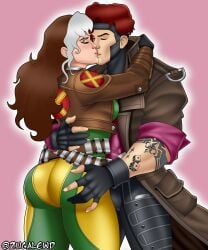 ass ass_grab big_ass gambit gambit_(marvel_rivals) grabbing_ass hand_on_ass kissing rogue_(marvel_rivals) rogue_(x-men) x-men zugalewd