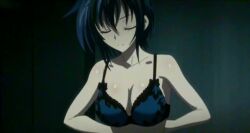 1girls animated big_breasts blue_bra blue_hair bouncing_breasts bra breast_reveal breasts breasts_out dark_room female female_focus green_hair high_school_dxd large_breasts multicolored_hair nipples nipples_out pulling_clothing pulling_up_shirt seductive seductive_look seductive_smile short_hair smile solo tagme tnk_(company) underwear undressing undressing_self unhooking_bra video xenovia_quarta yellow_eyes zooming_in