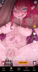 1boy ahe_gao anal blue_eyes breasts censored cum cum_in_mouth cum_on_body cum_on_tongue dark-skinned_male dark_skin facial fake_phone_screenshot fake_screenshot female female_ejaculation heart heart_censor heterochromia highres hololive hololive_english interracial irys_(hololive) large_breasts large_penis livestream makeup mosaic_censoring nipples penis pointy_ears pussy pussy_juice red_eyes red_hair rough_sex runny_makeup sex sex_from_behind stomach_bulge straight strangling tears thanabis virtual_youtuber