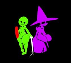 2boys 2d 2d_(artwork) deleted_in_source digital_media_(artwork) flat_colors green_body hero_(jokro) jokro lost_media male male_only pictogram pictographics purple_body sword wiz_(jokro) wizard wizard_hat wizard_robe