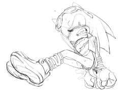 000011nsfw 1boy 1cuntboy archie_comics arms_behind_back arms_tied blush bondage bound cuntboy dubious_consent embarrassed eulipotyphlan leather_jacket legs_tied legs_together line_art male monochrome on_side scar scars_on_chest scourge_the_hedgehog sega shades sharp_teeth sketch solo sonic_(series) sonic_the_hedgehog_(archie) sonic_the_hedgehog_(series) sunglasses sweat