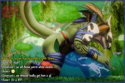 3d_(artwork) ambiguous_gender anthro blender_(artwork) bodily_fluids bone bone_mask clenched_teeth clothed clothing cum cum_in_goo cum_inside cumshot dialogue digital_media_(artwork) duo ejaculation english_text feathers genital_fluids genitals goo_creature grass hi_res lihzahrd lizard male male/ambiguous mask onomatopoeia outside partially_clothed penis plant potatotime reptile scalie skull skull_mask slime slime_penetrated slime_sex sound_effects tail teeth terraria text text_box watermark witch_doctor_(terraria)