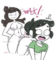 anal anal_sex balls big_breasts black_hair breasts brown_hair clothing dickgirl futa_on_futa futa_only futanari jaiden jaiden_animations mob_face penis penis_out scribblejuice slobbyslapper sssir sssir8 white_skin youtube youtuber