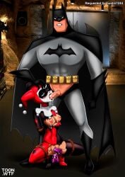 1boy 1girls anal_insertion anus batman batman_(bruce_wayne) batman_(series) bbmbbf blush bondage breasts bruce_wayne cum cum_in_mouth cum_inside dc dc_comics dcau dildo dildo_in_ass dildo_in_pussy female harley_quinn harley_quinn_(classic) male male/female nipples oral oral_sex palcomix penis pussy rope rope_bondage sex sex_toy superhero teeth toon.wtf vaginal_insertion villainess