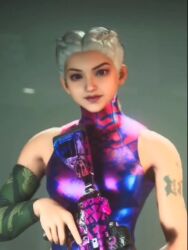 1boy 1girls call_of_duty cum cute gun handjob izanami_(call_of_duty) smile tagme video white_hair