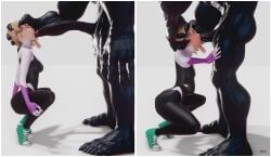 1girls 1monster 3d big_balls big_penis blonde_female blonde_hair bodysuit choking choking_on_cock deepthroat female gwen_stacy gwen_stacy_(spider-verse) heroine heroine_in_trouble honey_select_2 illusion_soft kissing kissing_penis light-skinned_female light_blue_eyes light_skin marvel marvel_comics rolled_eyes short_hair size_difference small_breasts spider-man_(series) stomach_bulge symbiote tight_clothing venom_(marvel) viktorkrev