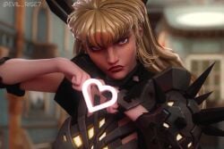 1girls 3d 3d_animation animated big_breasts blonde_hair blue_eyes blurry_background breasts busty clothed clothing depth_of_field evil_rise7 female female_focus finger_heart freckles freckles_on_face hand_heart heart heart_gesture holidays indoors inside kiss kissing kissing_viewer korean_heart large_breasts light-skinned_female light_skin looking_aside looking_at_viewer looking_away looking_to_the_side magik_(illyana_rasputin) magik_(marvel_rivals) marvel marvel_comics marvel_rivals navel not_porn pov pov_kiss shorts solo solo_female solo_focus sound sound_effects spiked_clothing spikes tagme thick_thighs thighs tsundere valentine's_day video wiping_mouth