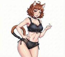 ai_generated big_breasts breasts cat_ears cat_tail catgirl catgirl_costume censored dildo female female_only hot latex lollololli simple_background tagme white_background