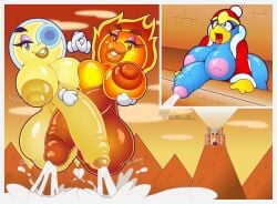 anthro avian ball_with_hyper_features balls big_balls big_breasts big_nipples big_penis bird bodily_fluids breasts castle cum cum_flooding excessive_cum excessive_genital_fluids eyebrows eyeshadow floating foreskin futa_only futanari genital_fluids genitals group half-closed_eyes hand_holding hand_on_breast hand_on_penis hi_res huge_balls huge_breasts huge_cock huge_nipples hyper hyper_balls hyper_cum hyper_genitalia hyper_penis intersex intersex/intersex inverted_nipples king_dedede kirby_(series) lips macro makeup moon mountain mr._bright mr._shine narrowed_eyes nintendo nipples outside partially_retracted_foreskin penguin penis redraw retracted_foreskin saggy_balls sun thick_eyebrows thick_lips thisnameistaken trio