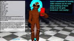 big_black_cock black_body cyan_eyes cyan_hair dark-skinned_male information_sheet long_penis massive_balls massive_penis octoling_boy solo_male splatoon splatoon_3 splatoon_oc tall_male younger_male