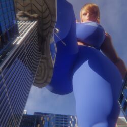1girls 3d 3d_(artwork) alternate_outfit alternate_version big_breasts blonde_female blonde_hair blue_swimwear breasts building building_destruction buildings city city_destruction dbhfrost female female_focus female_only giant_female giant_woman giantess giga_giantess huge_boobs huge_breasts human human_female macro macro_female metroid nintendo playing samus_aran scrag_samus shoes sneakers solo solo_female solo_focus swimwear video_game_character