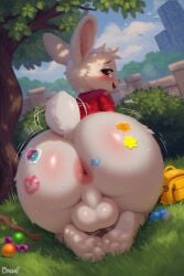 ai_generated big_ass big_balls bug_butt bunny cub furry huge_ass huge_butt jaylus_ai_testing_(artist) lagomorph male outside presenting rabbit solo sticker stickers young