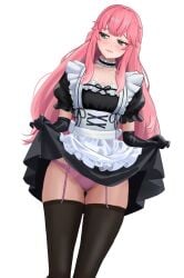 1girls 2d 2d_(artwork) aivy_lovencraft big_breasts blush breasts collarbone curvy curvy_body curvy_female curvy_figure embarrassed embarrassed_female estebaneishon1 female female_only green_eyes indie_virtual_youtuber latam_virtual_youtuber light-skinned_female light_skin long_hair low_res lowres maid maid_outfit maid_uniform monocle panties pink_hair pink_panties skirt thick_thighs thighs virtual_youtuber vtuber vtuberfanart white_background young younger_female