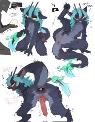 ambiguous_gender anal anal_sex animal_genitalia anthro anus ass black_body black_fur blue_body blue_claws blue_fur claws dragon duo egg_in_ass erection faux_gaping faux_gaping_anus fur furred_dragon furred_scalie gagaga_ram genital_slit genitals hi_res male male/ambiguous male_penetrated mythological_creature mythological_scalie mythology penetration penis pink_anus pink_penis puffy_anus scalie spread_anus spreading