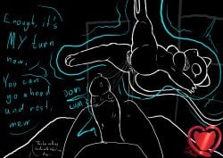 absurd_res anthro anus black_and_white bodily_fluids digital_media_(artwork) english_text erection female feral generation_1_pokemon genital_fluids genitals group hi_res human humanoid_genitalia humanoid_penis interrupted_sex legendary_pokemon lights_off male male/female mammal mew_(pokemon) monochrome nintendo nude open_mouth penis pokemon pokemon_(species) psychic_powers simplified tail tcg_(artist) text trio vulva