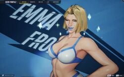 1girls big_breasts bikini blonde_female blonde_hair blue blue_eyes bob_cut bra breasts earrings emma_frost emma_frost_(marvel_rivals) female female_focus female_only figure lipstick looking_at_viewer marvel marvel_rivals mature_female milf selfie selfie_pose short_hair solo solo_female swimwear thick winking_at_viewer