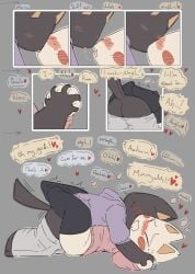 1boy 1girls ambiguous_penetration bj_(artist) blush bodily_fluids bottomless clothed_sex clothing comic dialogue doko_demo_issho domestic_cat duo embarrassed female fucked_silly half-dressed half_naked hand_holding heart kissing kuro_(doko_demo_issho) legwear male male/female mammal non-human non-human_only penile penile_penetration saliva saliva_string sex simple_background sony_corporation sony_interactive_entertainment speech_bubble sweat sweatdrop tear thigh_highs thighs toro_inoue