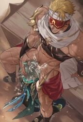 2boys alhaitham_(genshin_impact) blowjob cum cum_in_mouth cum_inside cumshot eremite_daythunder_(genshin_impact) gay gay_blowjob gay_male gay_sex genshin_impact male male_only moan moaning