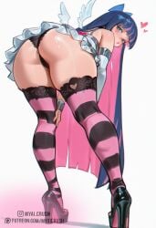 2d ai_generated anime ass_bigger_than_head ass_focus back_view big_ass big_breasts big_butt female female_focus female_only leaning_forward myaicrush panty_&_stocking_with_garterbelt patreon purple_hair sexy sexy_body sexy_pose solo_female standing stocking_anarchy stockings thighhighs valentine's_day