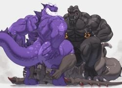 absurd_res anal anthro arm_hair ass back_hair back_spikes balls barazoku beard big_balls big_butt big_muscles big_pecs big_penis body_hair butt_hair cowgirl_position cyrus_(repzzmonster) deep_rimming dinosaur dragon eyebrows facesitting facial_hair from_front_position genitals group group_sex hairy hi_res horn huge_butt male male/male male_penetrated male_penetrating male_penetrating_male manly mature_male muscular muscular_anthro muscular_male mythological_creature mythological_scalie mythology nipple_piercing nipples on_bottom on_top oral pecs penetration penis piercing power_bottom prehistoric_species reptile repzzmonster rimming scalie sex sitting_on_another spikes spikes_(anatomy) tail thick_eyebrows thick_tail threesome trio white_beard white_facial_hair