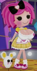 aged_up ai_edit ai_generated aliyaol007 big_breasts button_eyes cleavage clothed clothed_female crumbs_sugar_cookie edit edited_screencap hair huge_breasts lalaloopsy light-skinned_female pink_hair ragdoll