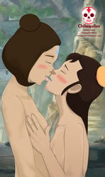 2girls absurd_res air_nomad airbender_tattoo avatar_legends blush bob_cut breast_grab brown_hair chilaquiles closed_eyes double_bun female female_only flat_chest french_kiss hair_bun ikki incest intimate jinora kissing light-skinned_female long_hair making_out multiple_girls nickelodeon outdoors pressed_together saliva saliva_string shoulder_length_hair sideboob sisters size_difference small_breasts smooth_skin tattoo teenager temple the_legend_of_korra tongue_kiss tongue_out topless upper_body young yuri