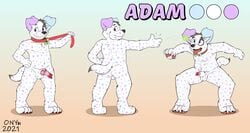 absurd_res adam animal_genitalia animal_penis anthro ball canid canine canine_penis canis collar dalmatian domestic_dog genitals half-erect hi_res knot male mammal model_sheet nude onykr paws penis sheath solo spots young