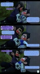 against_tree big_head blue_eyes garry's_mod gay gay_male moan moaning_in_pleasure red_eyes rubbing rubbing_penis smg3 smg4 smg4_(character) toony yaoi