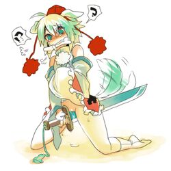 @_@ animal_ear bone bottomless crotch_rub fur furry_ears furry_tail hat masturbating_with_weapon masturbation momiji_inubashiri pussy pussy_juice solo sword tail tailwag touhou uncensored weapon wolf_ear wolf_tail