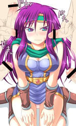 blush censored faris_scherwiz female final_fantasy final_fantasy_five final_fantasy_v human male panties pantyshot penis purple_eyes purple_hair straight underwear