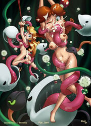 2girls ayvuir_blue bondage breasts cum_in_ass cum_in_mouth female human mario_(series) multiple_girls multiple_subs muncher nintendo nipper_plant nipper_spore nipples nude princess_daisy princess_peach rape rope shax_(artist) shaxbert straight_hair super_mario_bros. tentacle tongue