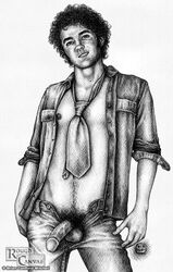 actor average_sized_penis balls black_and_white celebrity circumcised curly_hair disney erect_nipples exposed_nipple going_commando half-erect jonas_(tv_series) jonas_brothers kevin_jonas looking_at_viewer male male_only musician necktie open_shirt pants_down pants_open penis_out presenting_penis real_person rough_canvas sketch uncolored