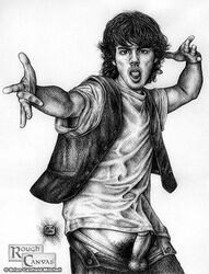 actor black_and_white boner caucasian caucasian_male celebrity disney erect_penis erection hard_on joe_jonas jonas_(tv_series) jonas_brothers male male_only musician real_person rough_canvas sketch tongue_out uncolored