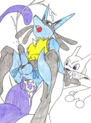 lucario male male_only mewtwo multiple_males pokemon pokemon_(species) tagme trainer trainer_(artist) yaoi