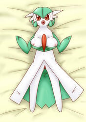 breasts color female female_only gardevoir hair looking_at_viewer lying object_focus on_back open_eyes open_mouth pokemon pokemon_(species) pokemon_rse pussy red_eyes sex_doll sex_toy short_hair solo tagme vulva white_skiny
